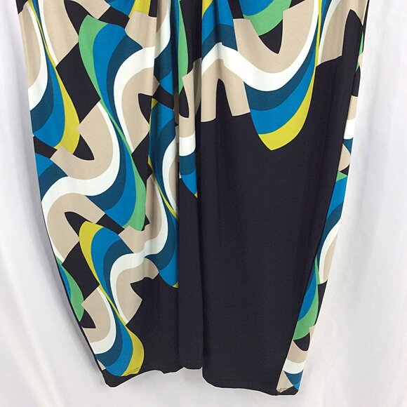 Alfani Geometric Stretch Womens 2X Dress Notch Neck Cap Sleeve Sheath Bodycon - Picture 6 of 8